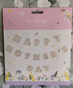 Happy Mothers Day - Banner Bunting Hanging Decoration - 3m - Pink Floral - NEW! - Picture 1 of 6