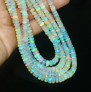 Natural Welo Fire Ethiopian Opal Faceted Polished Rondelle Beads Strand-5-7 mm - Picture 1 of 4
