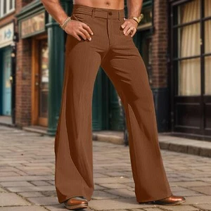Punk Retro Hombres Campana Parte Inferior Pana Pierna Ancha Acampanados Pantalones Lisos Años 60 70 Pantalones - Imagen 1 de 28
