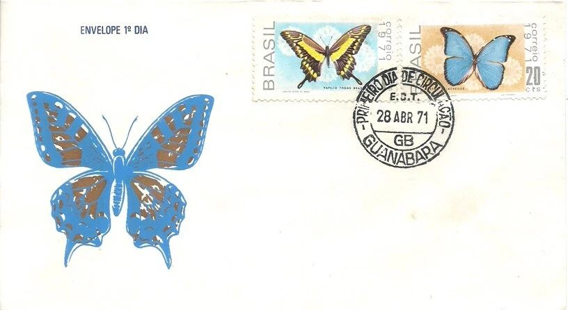 BRAZIL 1971 Insects; BUTTERFLY; Fauna preservation on FM FDC - Image 1 of 1