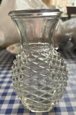 Vtg FTD Clear Pineapple Shaped Floral Vase Diamond Point Pressed Glass 5 3/4” T