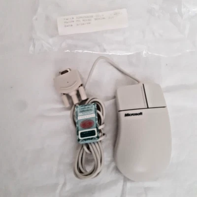 VINTAGE MICROSOFT SERIAL BALL MOUSE /2 BUTTON , BEIGE, VINTAGE NEW OLD STOCK - Image 1 of 3