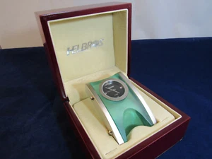 Helbros Desk Clock -Apt 9 Factory Case Pre Owned never Used Works Great - Picture 1 of 11