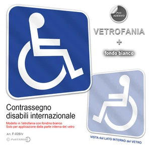 Vetrofania Disabili Internazionale cm 12 x 12 adesivo interno vetro - Imagen 1 de 3