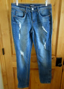 DOLLHOUSE CHARLEY SIZE 9 DISTRESSED JEANS BLUE 5 POCKET SKINNY LEG RN#114542 - Picture 1 of 10