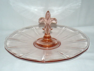 Peach Depression Glass Sandwich Party Tray 11" Center Handle by Anchor Hocking - image 1 of 4
