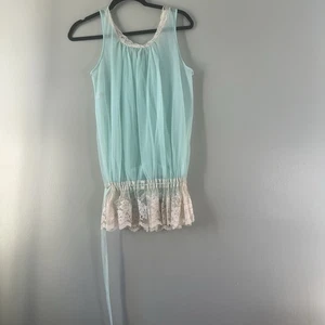 Miss Elaine transparentes blaues Nachthemd, Minilänge mit Spitzenbesatz, Gr. est Medium - Bild 1 von 19