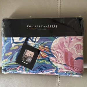 Vtg Collier Campbell Twin Flat Sheet Tambourine Multi Floral New USA Made 90s - Picture 1 of 3
