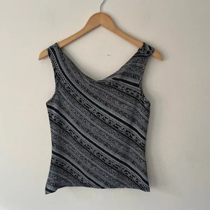 Vintage Etam 90s Y2K Black Metallic Tank Cami Vest Top UK 12 - Brand New - Picture 1 of 12