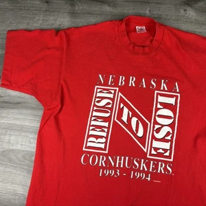 Nebraska Cornhuskers We Refuse To Lose Single Stitch T-Shirt Vintage 90s College XL - Bild 1 von 20