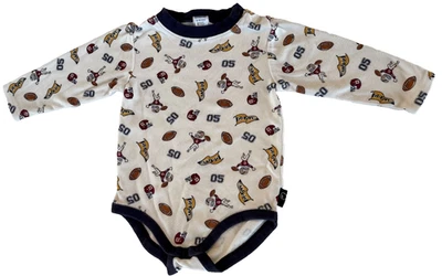Macacão de manga comprida vintage 2005 GYMBOREE Varsity Champ 05 Football Go Team 12-18M - Imagem 1 de 4