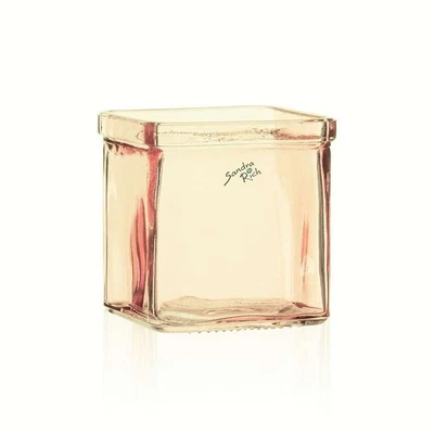 SANDRA RICH, GLAS- VASE. "CUBE square glass vase 7,5x7,5x7,5cm" Windlicht ORANGE - Bild 1 von 2