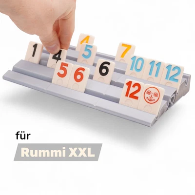 Rummikub XXL Ablagebrett mit 4 Reihen - Stabiler Aufsteller 36 Steine Silber - Bild 1 von 4