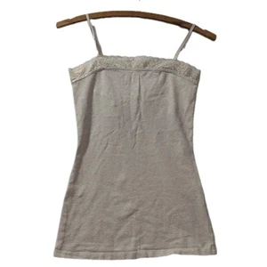 Express cremefarbenes Cami-Tanktop mit Spitzenbesatz Damen XS 95 % Baumwolle verstellbare Träger - Bild 1 von 6