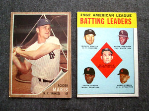 1962 1963 Topps Mickey Mantle Roger Maris New York Yankees Baseball Lot 2 Sharp