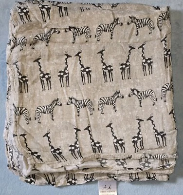 Aden+Anais Zebra Giraffe Baby Swaddle Blanket Gray Bamboo - Image 1 of 4