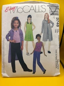 McCalls Pattern 3748 GIRLS & PLUS SIZE SWEATERCOAT DRESS TOP PANTS Sz 7-12 NEW - Picture 1 of 2