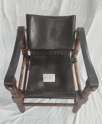 Vintage Brown Leather Safari Lounge Chair 1960-1970 European - Image 1 of 4