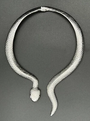 Silver Colored Metal Snake Shaped Necklace - Image 1 of 4