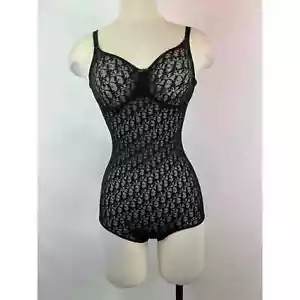 Christian Dior 90's Vintage Logo Monogram Black Bodysuit 34C - Picture 1 of 13