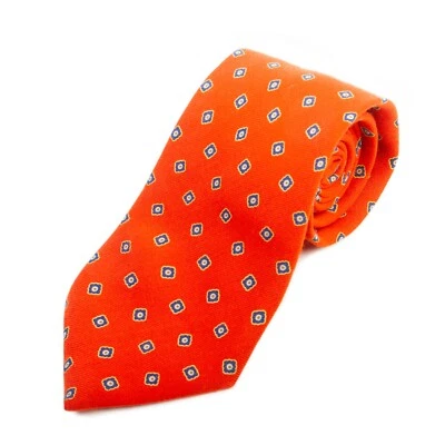 Atelier F&B Geneve Orange Wool Blend Geometric Tie 20879 Foto 1 de 2