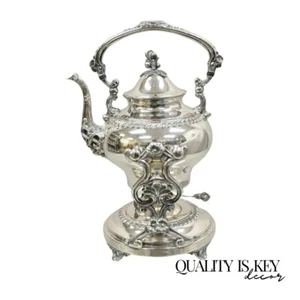 Vintage Art Nouveau Silver Plated Floral Repousse Tilting Tea Pot on Stand - Picture 1 of 12