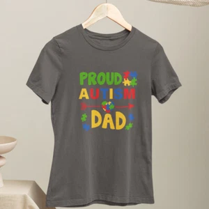 Proud Autism Dad T-shirt Father's Day Public Awareness Kids Love Puzzle Gifts - Picture 1 of 22