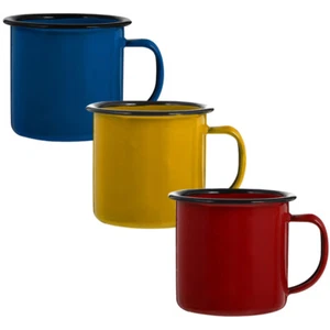 3Pcs Colorful Enamel Handheld Mugs Vintage Design for Drinks - Bild 1 von 12