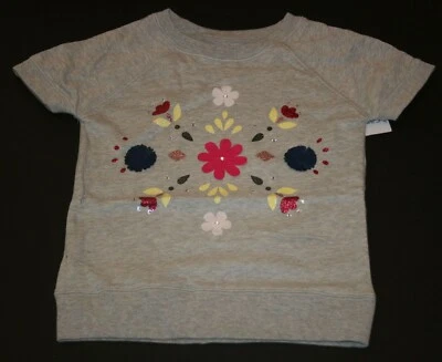 Nuevo Pullover Top Sudadera Mangas Cortas Carter's Girl 6 Apliques Gemas Flores Foto 1 de 2