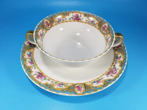 Antiguo juego de tazón y platillo sopa crema Bawo & Dotter Elite Works Limoges Francia - Imagen 1 de 11