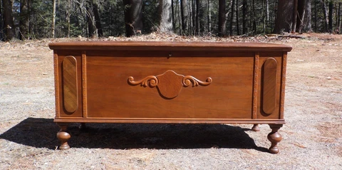 Vintage Standard Line Walnut Cedar Trunk Blanket Chest Bed Bench Storage Cover