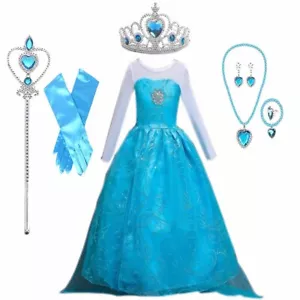 Girls Lace Long Prom Gowns Bridesmaid Kids Dresses Party Dress Kids Princess - Picture 1 of 11