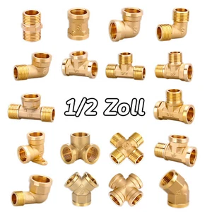1/2 Zoll Gewindefittings aus Messing Schraubfitting Fittinge Fittings IG und AG - Picture 1 of 19