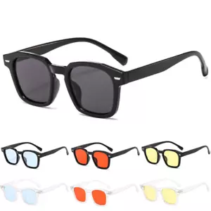 Tinted Lens Retro Vintage Unisex Designers Black Blue Red Tint Square Sunglasses - Picture 1 of 13