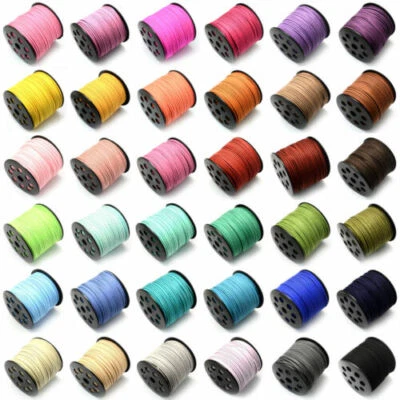 Cordón de gamuza sintética 90M/Rollo Colores 3,0x1,4 mm para rebordear joyas manualidades hacer hágalo usted mismo Foto 1 de 2