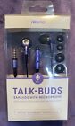 Écouteurs iWorld Talk-Buds avec micro violet - iPhone, iPod, smartphones