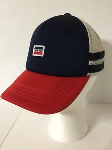Vintage Levi’s Men’s Hat Foam Mesh Trucker Baseball Dad CapnAdj Red White Blue - Picture 1 of 12