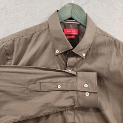 Новая рубашка Zara Man Basic L суперприталенная коричневая с длинным рукавом из хлопковой смеси без ценников - Изображение 1 из 4