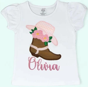 Personalized Cowgirl Toddler Shirt, Western Tee For Girls, Cowgirl Boot Boho Tee - Picture 1 of 4
