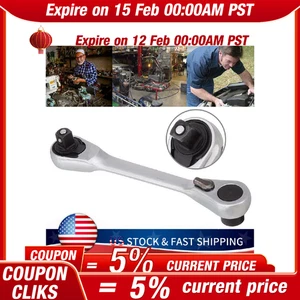 NEW MINI 1/4" RATCHET HANDLE WRENCH ROD DOUBLE ENDED SOCKET SCREWDRIVER BIT TOOL - Picture 1 of 14