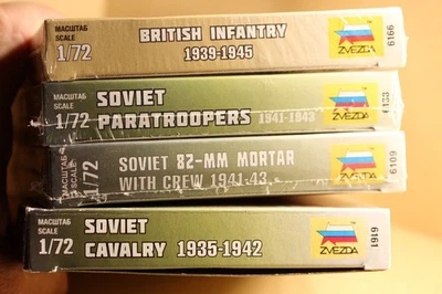1/72 MARQUE ZVEZDA LOT DE 4 KITS PLASTIQUE RIGIDE WWII BRITISH & SOVIET ARMIES - Photo 1/4