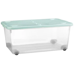 45L Storage Box With Wheels Home School Bedroom Office Tidy Organiser - Mint - Picture 1 of 7