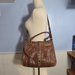Hype Grande Cuero Marrón Boho Hebilla Bolsillos Bolso de Mano Cartera de Hombro - Imagen 1 de 19