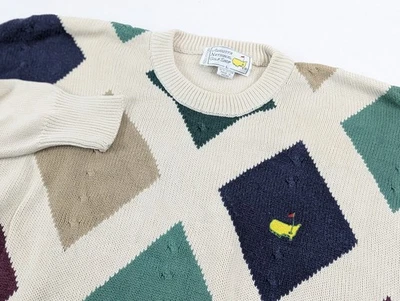 Suéter tejido con cable Masters Golf Diamand para hombre LG Crew Pullover abuelo Augusta Foto 1 de 4