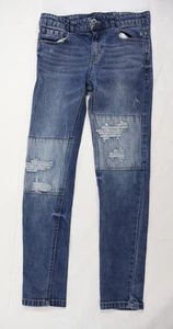 Art Class Pants Boys Youth 14 Blue Jeans Distressed Patchwork Adjustable Waist - Picture 1 of 14