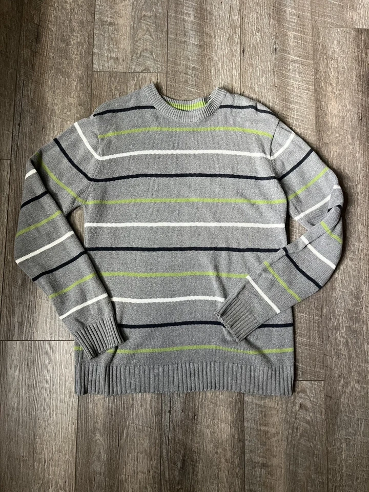 Suéter American Rag Cie Vintage Gris Rayas Manga Larga Cuello Redondo - Talla Mediana Foto 1 de 2