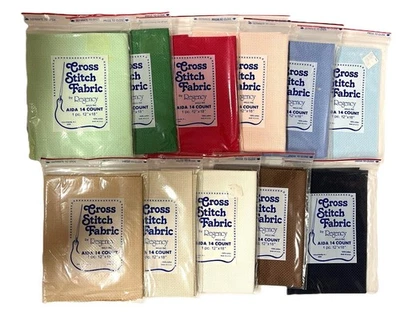 Regency Cross Stitch Fabric 12 x 18 Choose Red, Blue, White, Beige, Green, Pink - Image 1 of 4