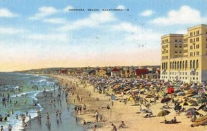 Postal vintage de lino kropp 1950 de HERMOSA BEACH, CA condado de Los Ángeles - Imagen 1 de 2