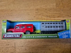 Teamsterz Red Land Rover & trailer toy livestock trailer cattle trailer die cast - Picture 1 of 8
