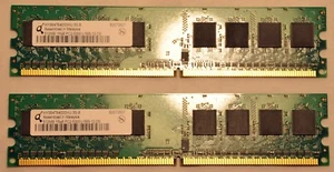 1GB DDR2 RAM Qimonda HYS64T64000HU-3S-B 2x512MB Memory PC2-5300U-555-12-D0 (007) - Picture 1 of 1